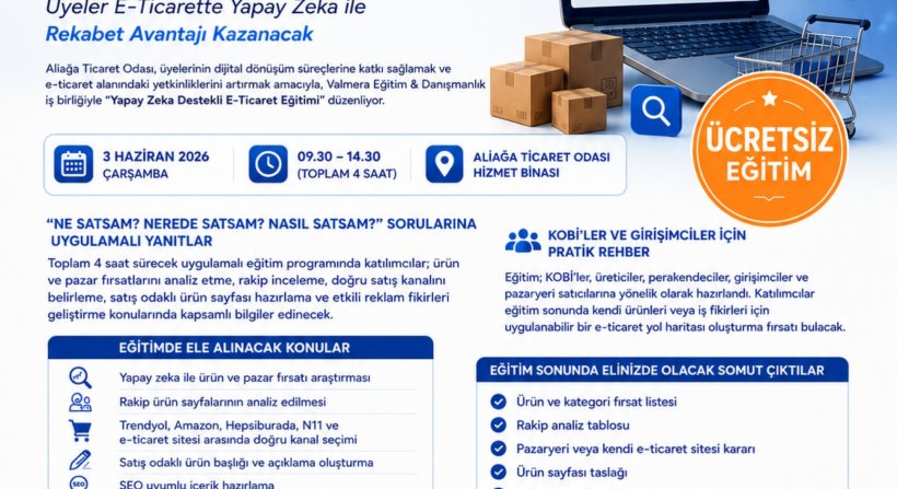 ALİAĞA TİCARET ODASI'NDAN YAPAY ZEKA DESTEKLİ E-TİCARET EĞİTİMİ